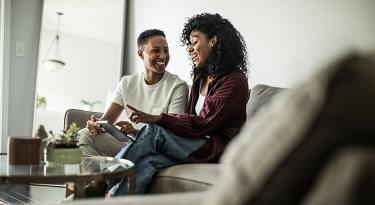 Couple reading on couch